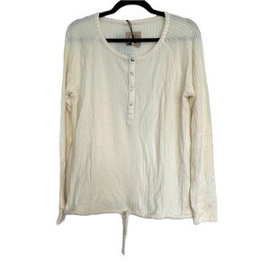 Chaser Waffle Knit Henley Style Pullover Size Medium Cream Long Sleeve Top NWT